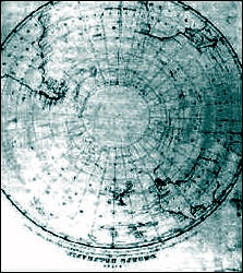 Carte de l'Antarctique dressée par les russes au début du 19ème siècle. 
L'Antarctique n'y est pas représenté car il était inconnu à l'époque.