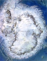Carte de l'Antarctique dressée au cours de l'année géophysique 1958 par sondage sismique.